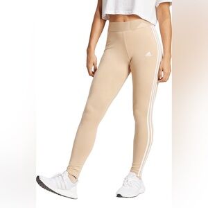 adidas 3-Stripes High Waist Leggings
 
MAGIC BEIGE/ WHITE, Size Small